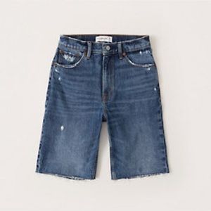Long Distressed Jean Shorts